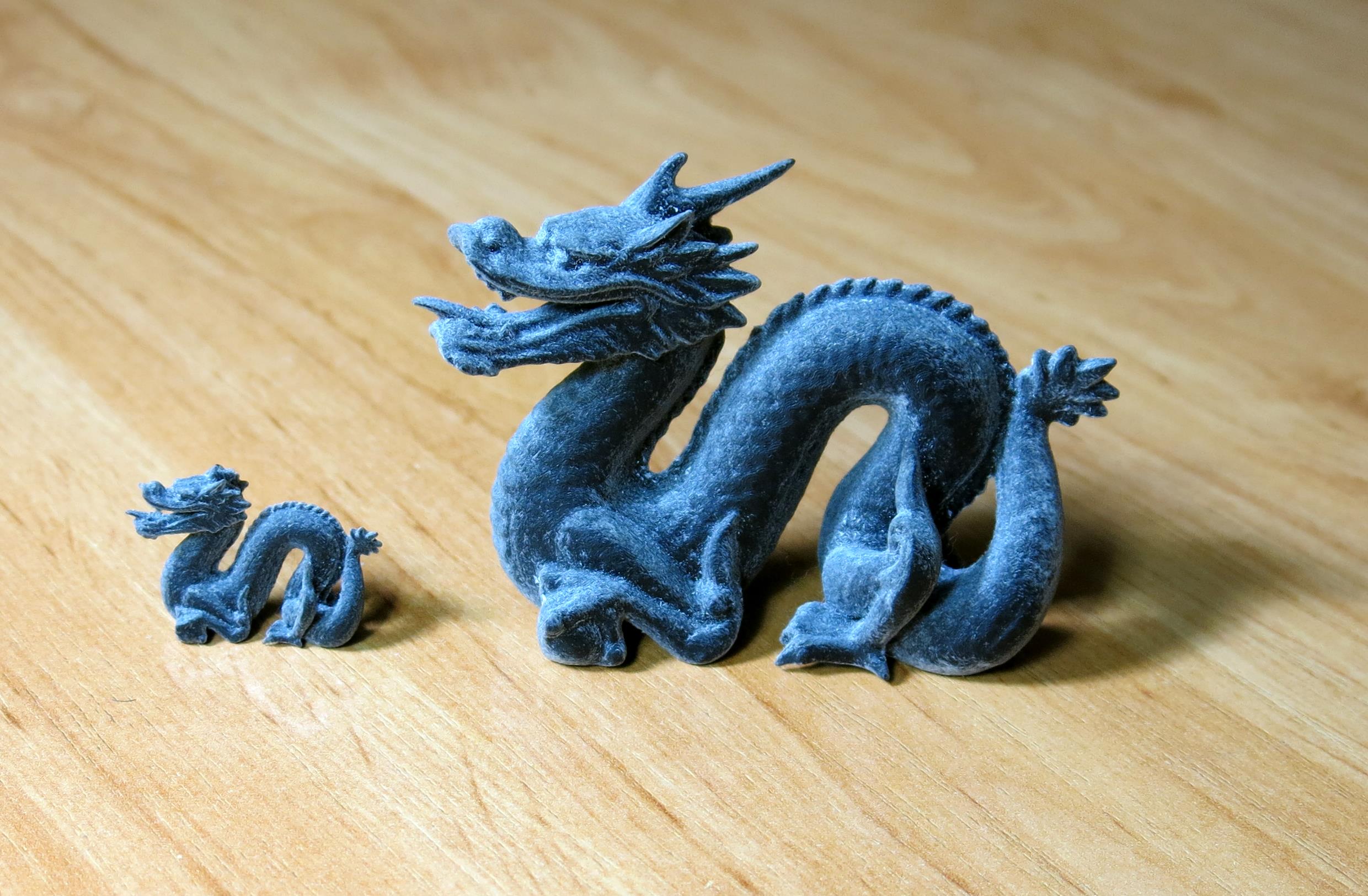 Close up of a black resin 3D printed drangon's head and its texture - Large